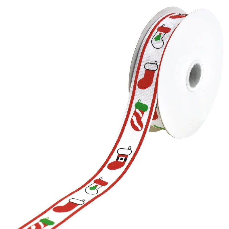 white grosgrain ribbon christmas stockings 7 8 x 10 yards