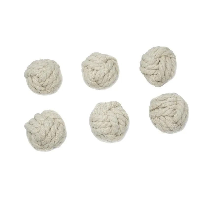 white jute rope balls 2 inch set of 6