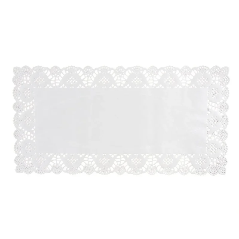 white lace rectangular doilies 15 5 x 20 pack