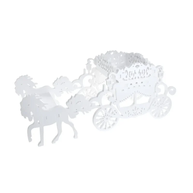 white laser cut foam carriage horses 27 5