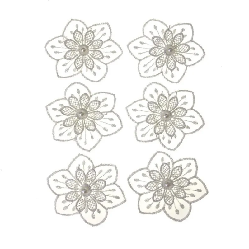 white lotus organza flower trim 2 inch 6 pack