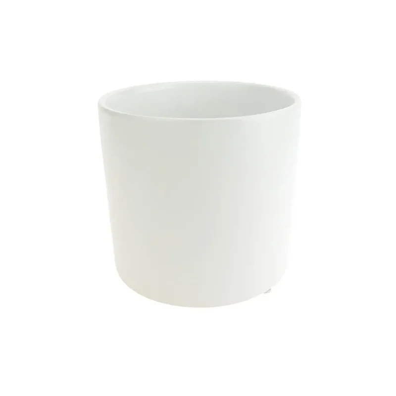 white matte ceramic cylinder pot 6 5 inch