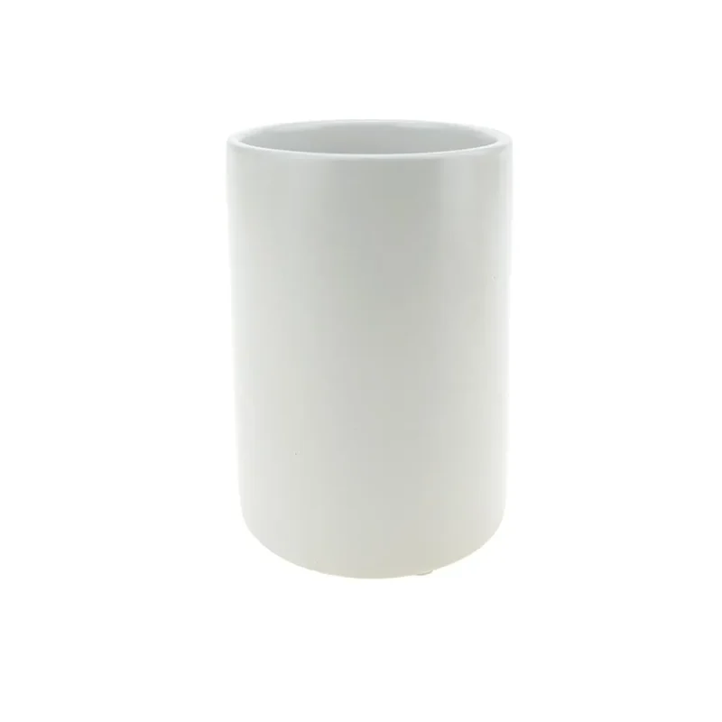 white matte ceramic cylinder pot 6 inch