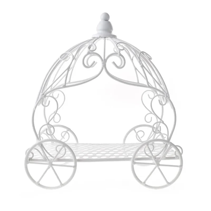 white metal pumpkin carriage 12 inch