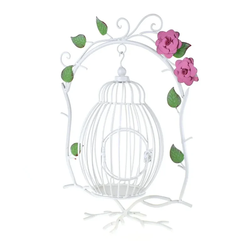 white metal wire hanging branch bird cage 19