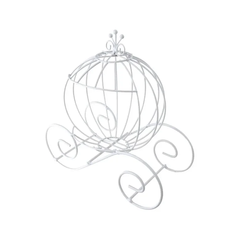 white metal wire pumpkin coach