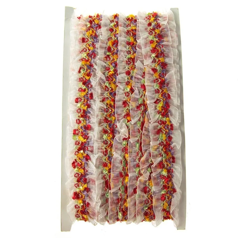 white organza floral ruffled trim 1 5 inch 10 yards