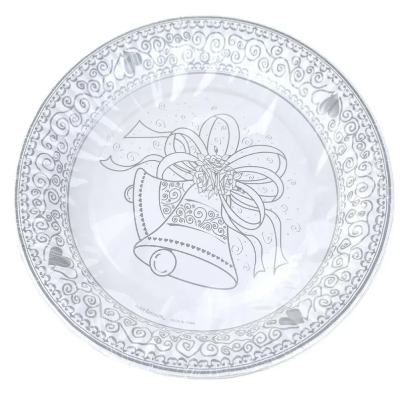 white paper wedding bell plates 9 inch 6 pack