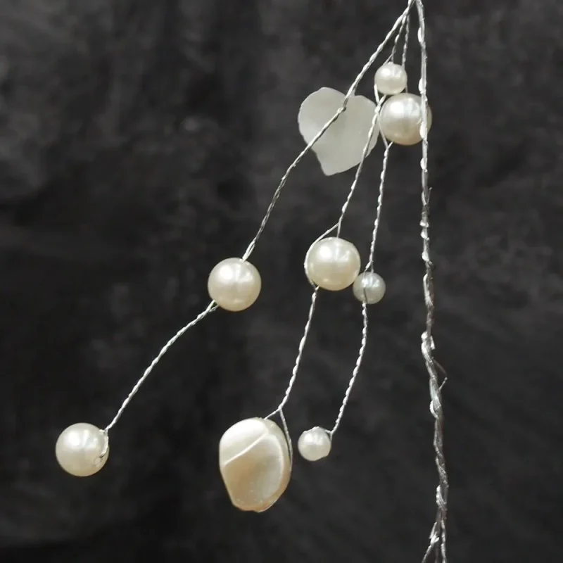 white pearl faceted beaded garland 45 inch