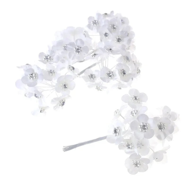 white pearl rhinestone flower picks 3 5 12 pack