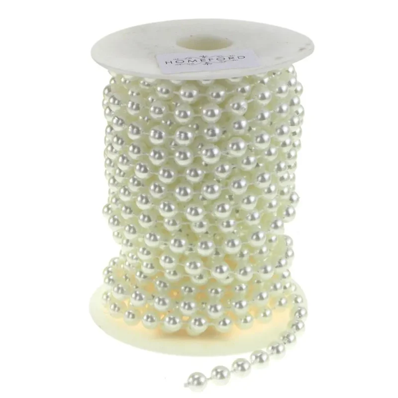 white pearl round bead strand ribbon 10mm 5 yard