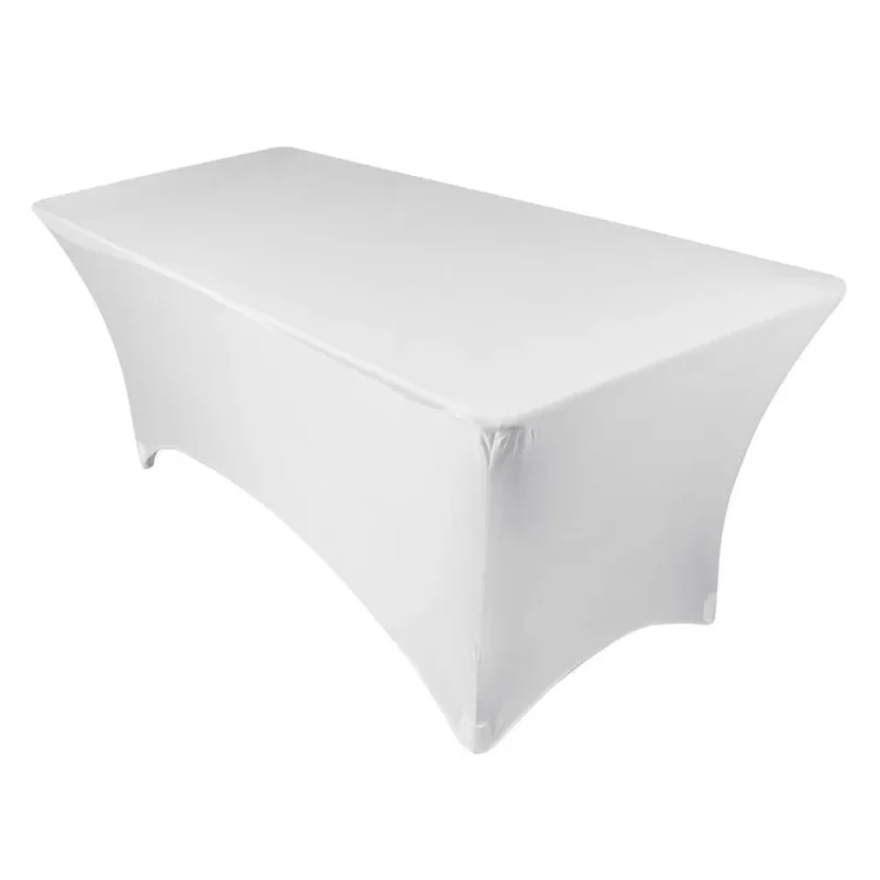 white rectangular spandex tablecloth cover 8ft