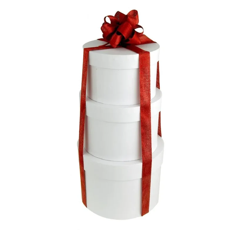 white round nested gift boxes 3 piece set 5 7 inch