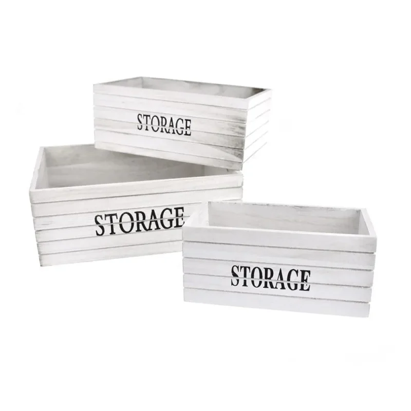 white rustic wooden crates 3 piece set assorted sizes