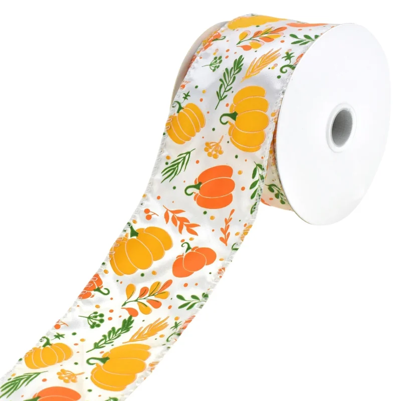 white satin ribbon for autumn pumpkin patch 2 5 x 10yd