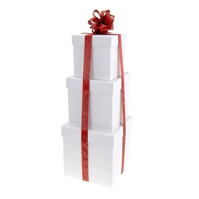 white square nested gift boxes 3 piece 5 6 7 inch