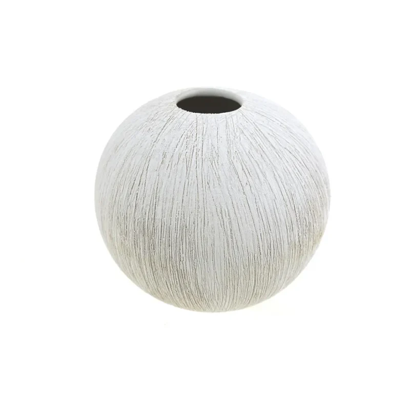 white textured ceramic 5 inch bud ball vase