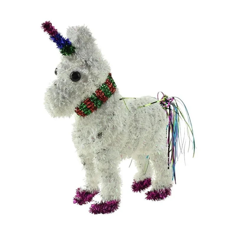 white unicorn tinsel christmas table decor 10 5