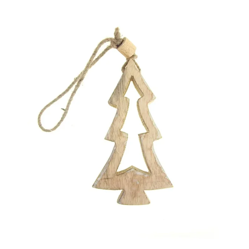 white wash wood christmas tree ornament 6 inch hanging cutout