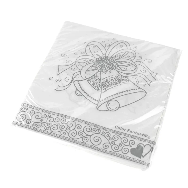 white wedding bell printed cocktail napkins 6 5 inch 16 pack