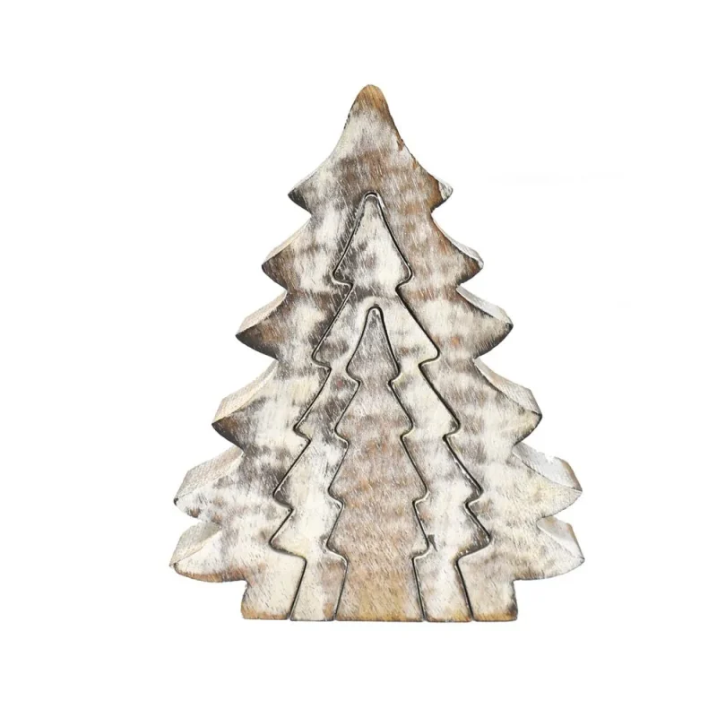 white wooden christmas puzzle tree 7 3 4 inch