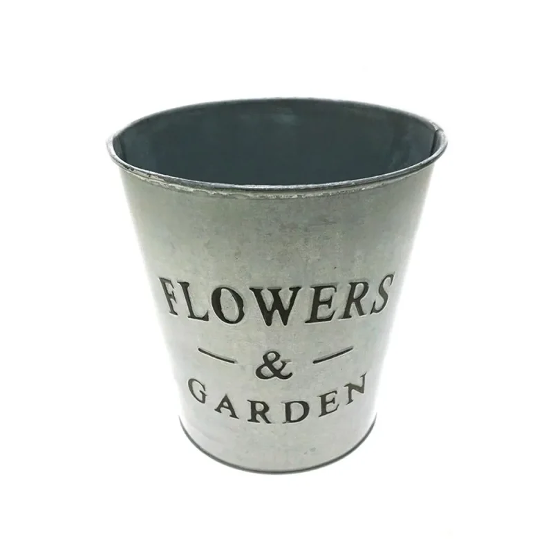 whitewashed galvanized garden bucket 6 1 4 inch stylish floral decor