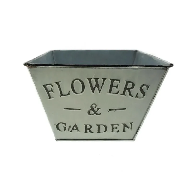 whitewashed galvanized trapezoid planter 4 25 inch