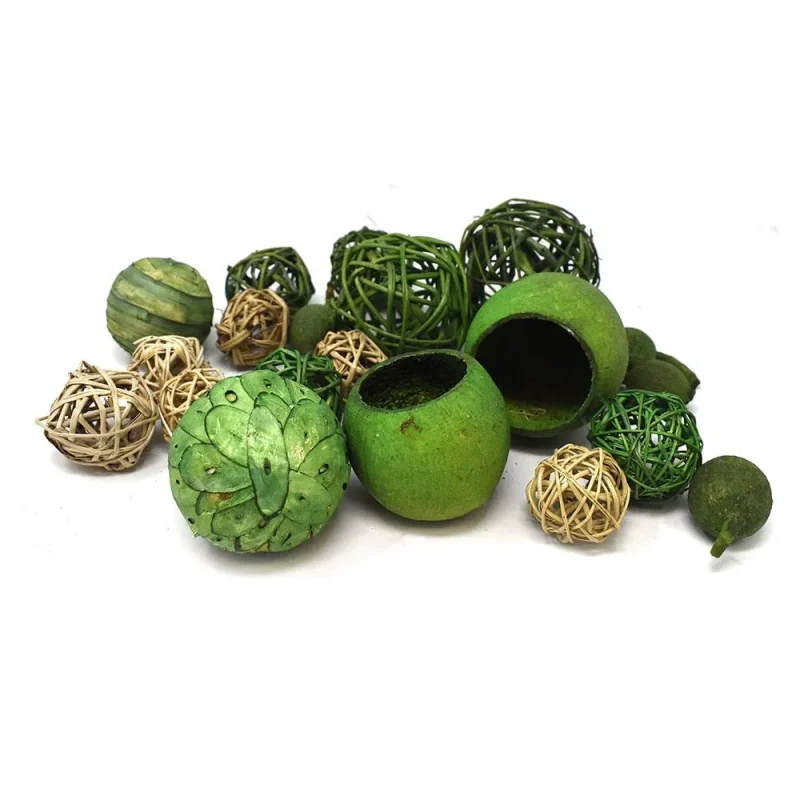 wicker ball bowl filler 16 assorted green pieces