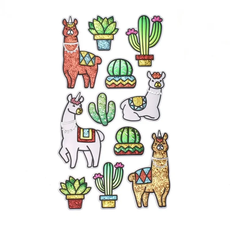 wild llama 3d foil stickers 11 pack