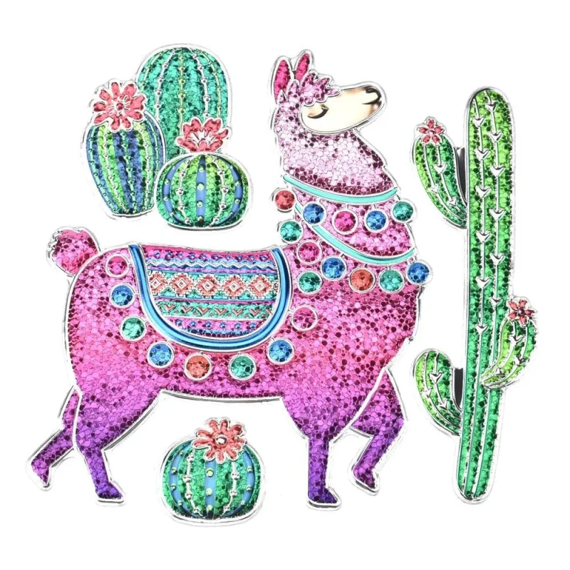 wild llama 4 piece glitter sequin wall art