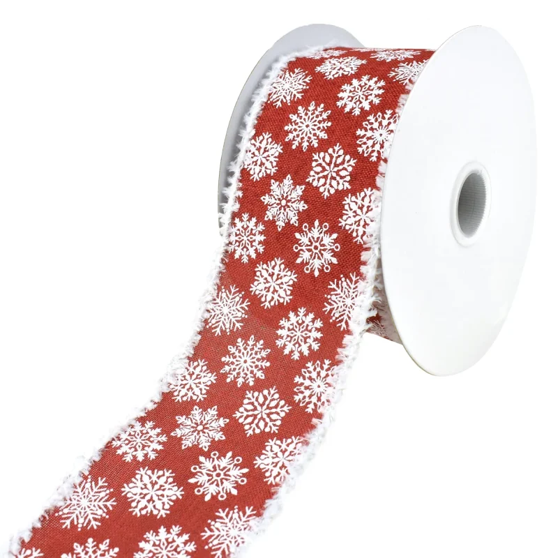 winter snowflake wired ribbon 2 5 inch x 10 yards