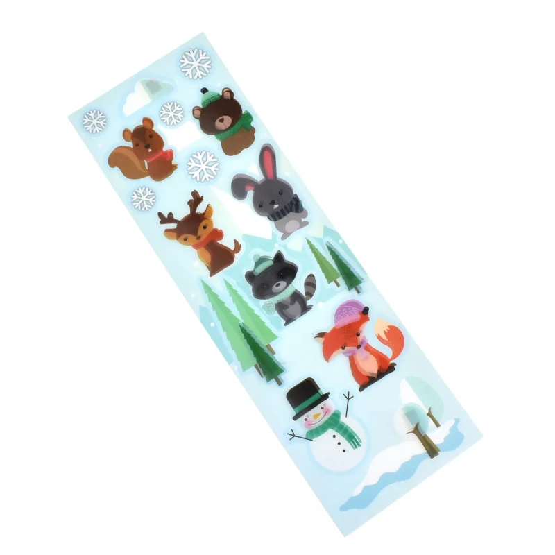 winter wonderland 3d animal stickers 16 piece set