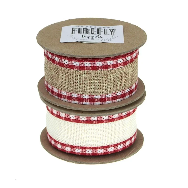 wired burlap christmas ribbon 1 5 x 5 yards holiday picnic decor