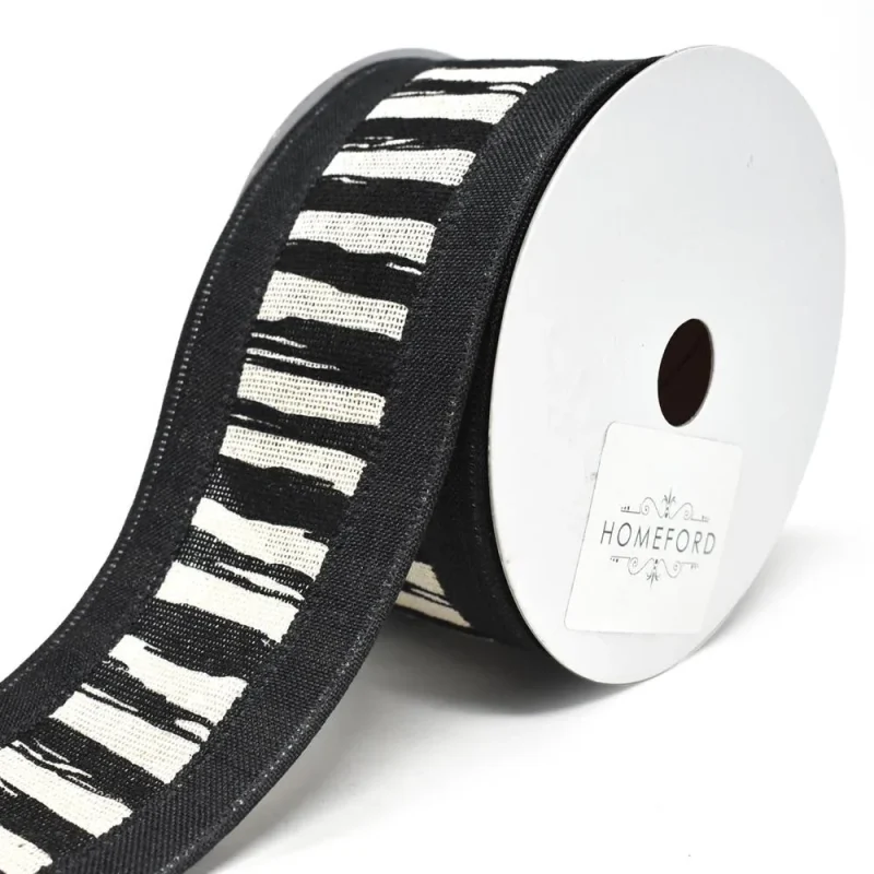 wired canvas ribbon with center stripe 2 5 x 10yd