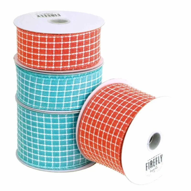 wired checkered plaid ribbon 10 yard roll