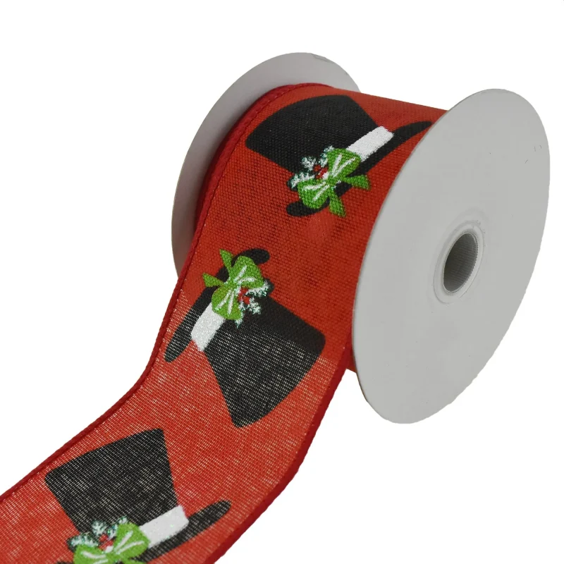 wired christmas top hat ribbon 2 5 x 10 yards