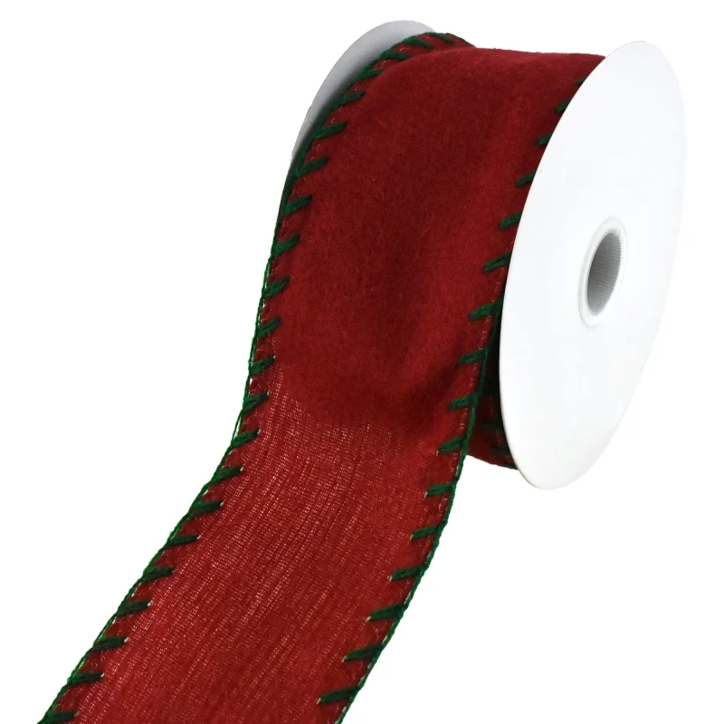 wired felt christmas ribbon 2 5 x 10yd