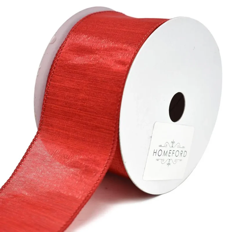 wired red christmas ribbon 2 5 x 10yd