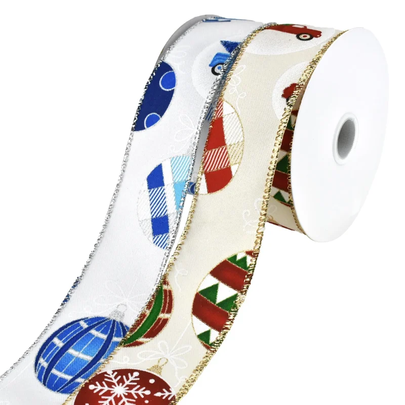 wired ribbon for christmas ornaments 1 5 x 10 yards