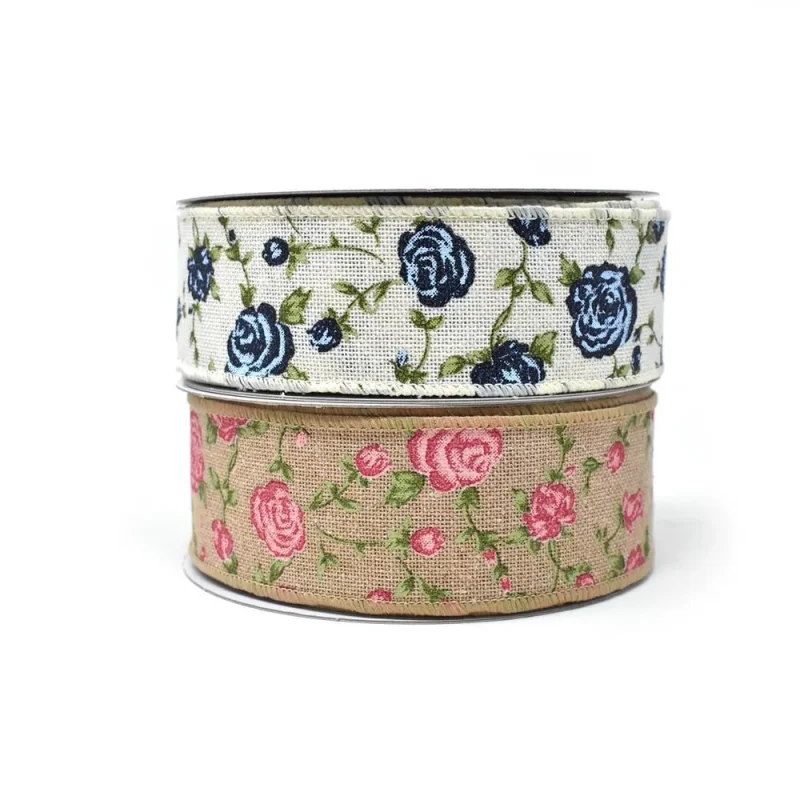 wired rose canvas ribbon 10yd for crafting