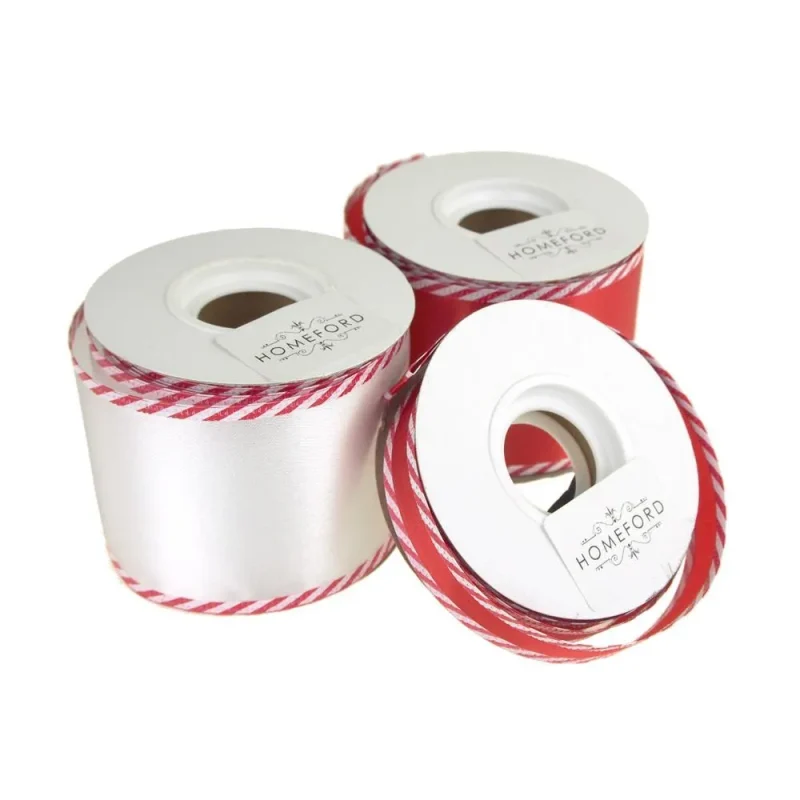 wired satin ribbon w candy cane trim 10 yards