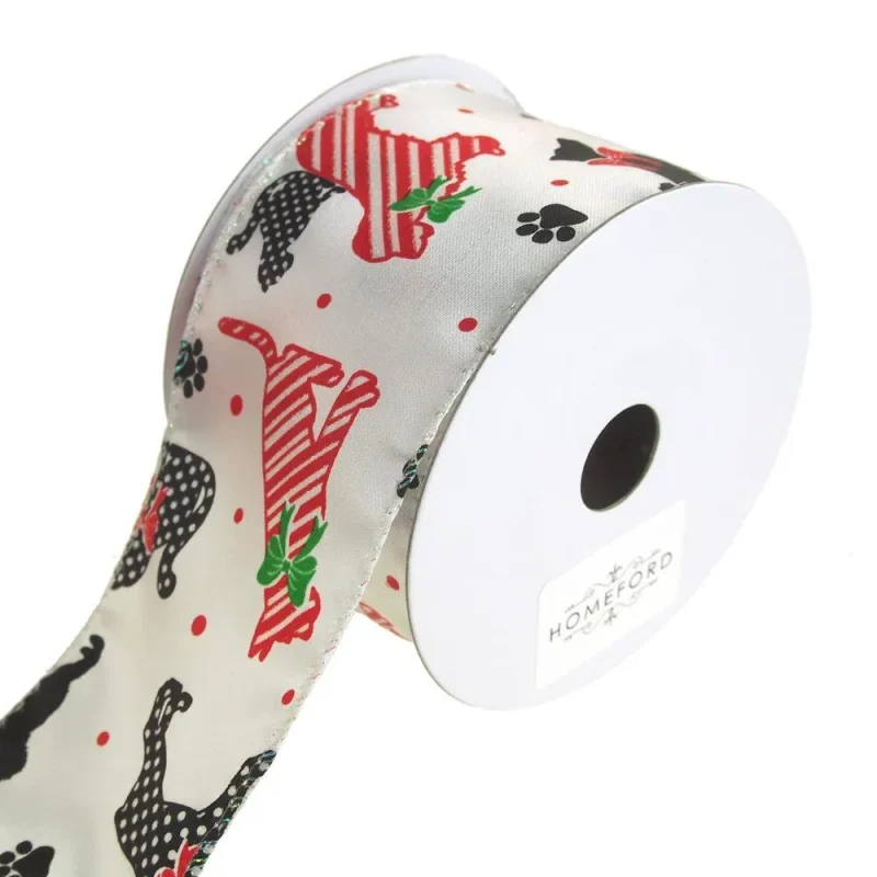 wired white christmas ribbon 10 yards 2 5 inches