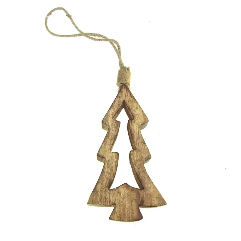 wood christmas tree ornament natural 6 inch hanging cutout