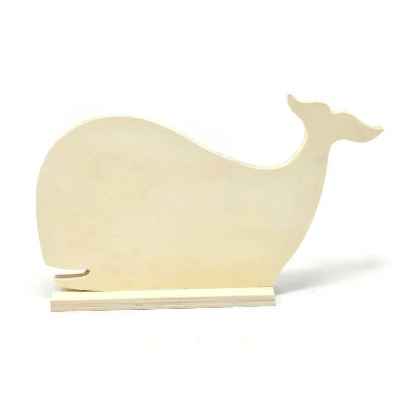 wood craft whale stand 6 5 inch diy decor