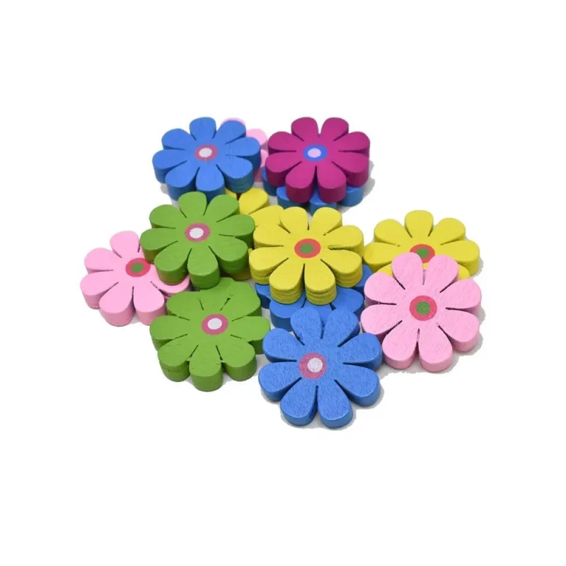 wood daisy deco beads 1 15 pack