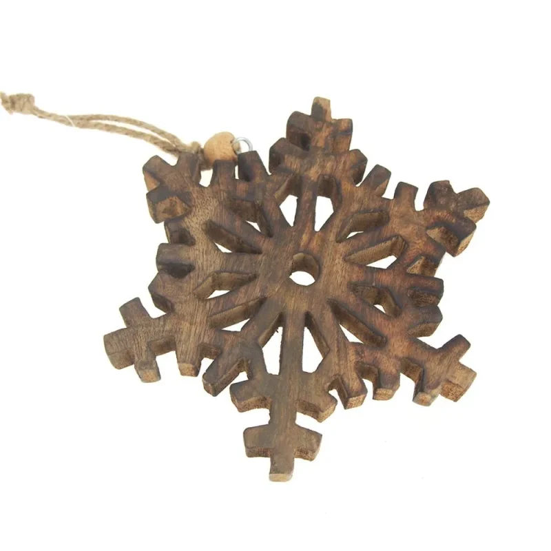 wood fern snowflake ornament 5 3 4 natural christmas tree decor