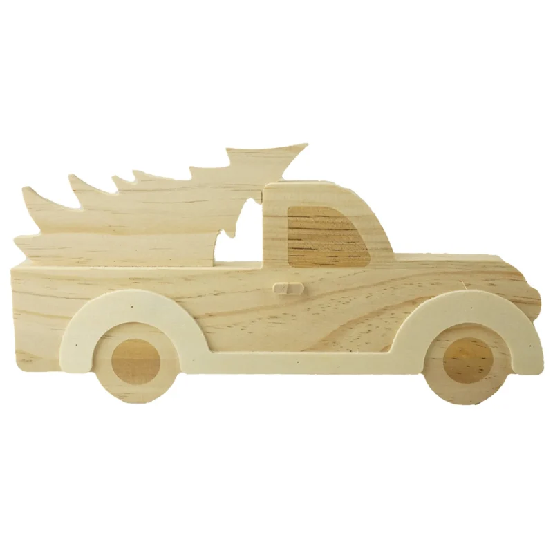 wood truck with tree 5 25 unfinished