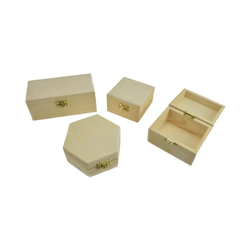 wooden 4 piece storage box set