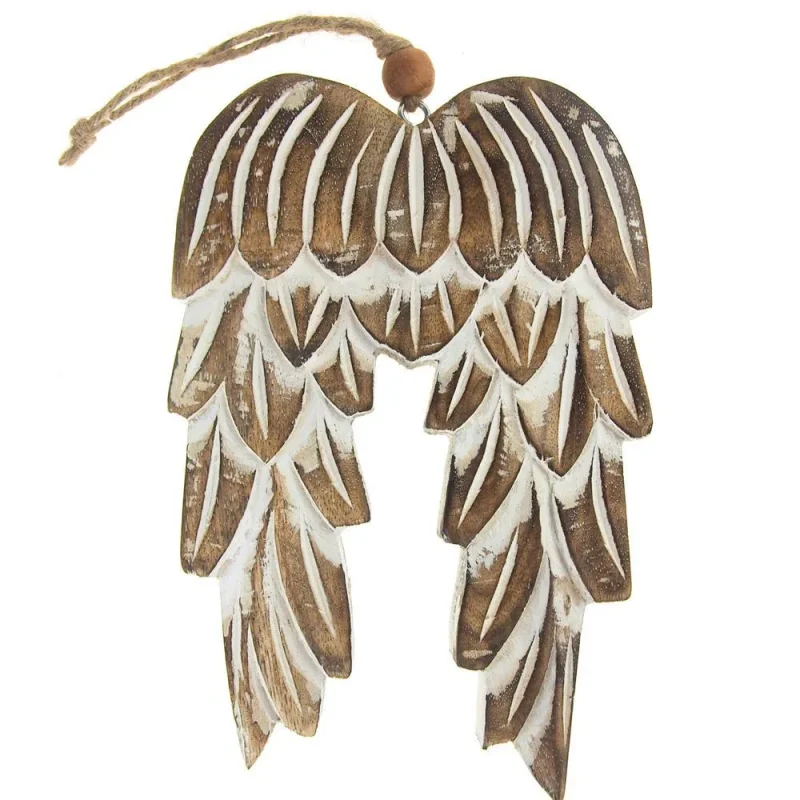 wooden 8 inch angel wing ornament natural christmas decoration