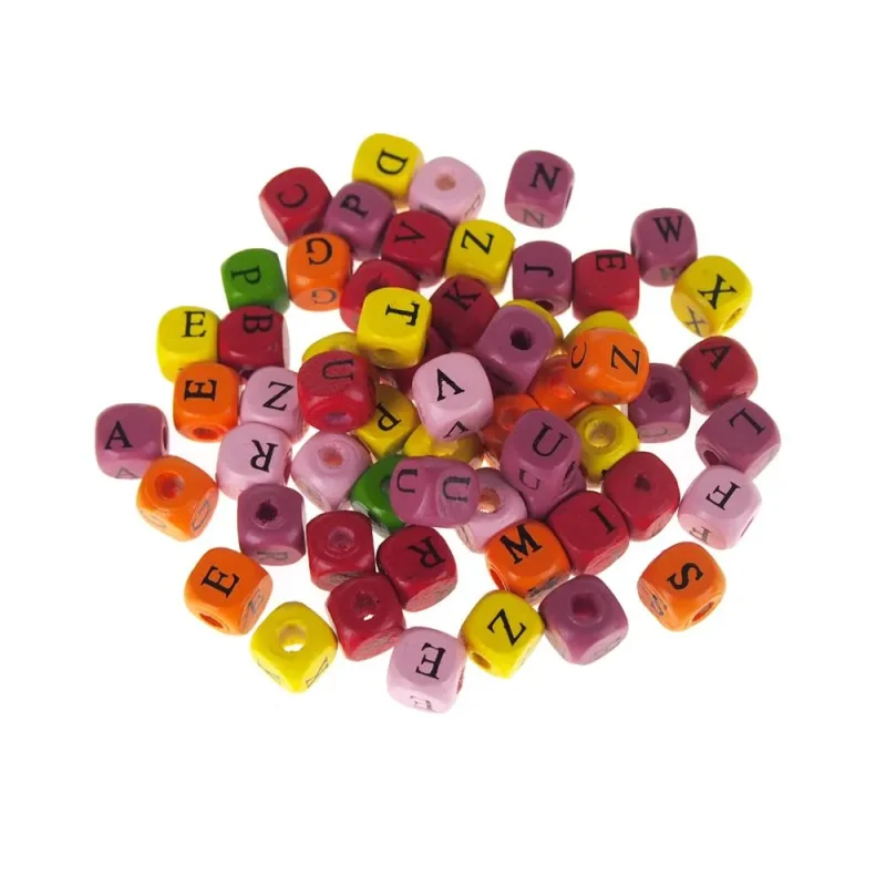 wooden alphabet beads multi color mix 3 8 60 pack